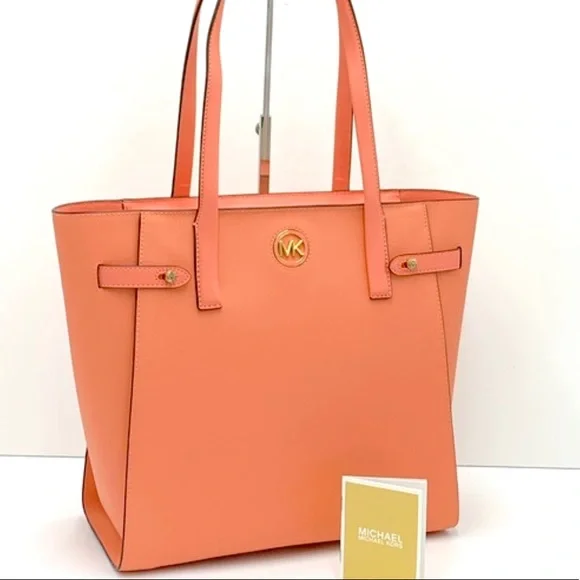 Michael Kors Carmen Large Leather NS Tote Sherbert - Picture 14 of 15